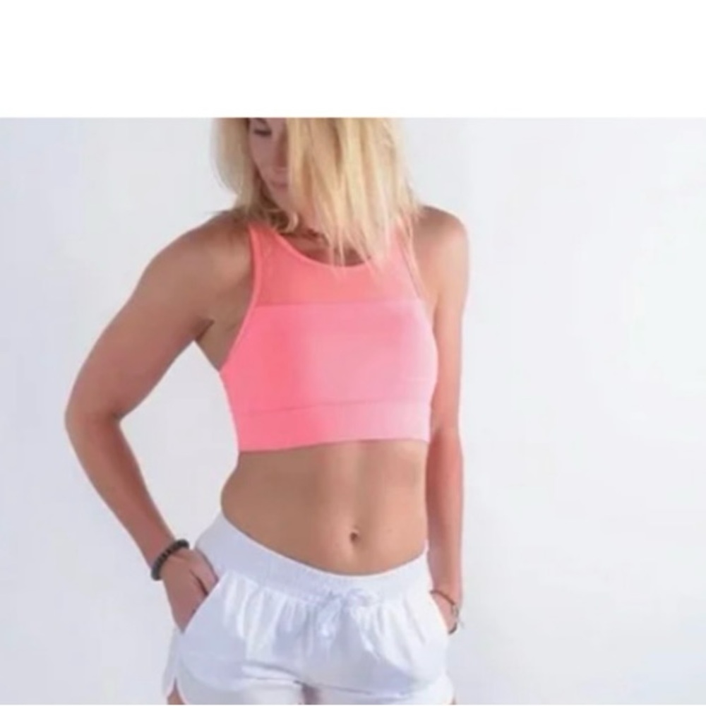 Zyia Hot Pink Coral High Neck Zip Back All-Star Women's Sports Bra Size Large - Picture 6 of 7